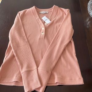 Loft long sleeve rib knot top